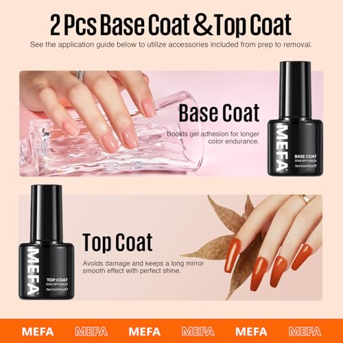 MEFA 19 Pcs Gel Nail Polish Kit with U V Light, 12 Colors Fall Gel Nail Polish Set Burgundy Red Champagne Gold Purple Glitter Soak Off Manicure Tools Halloween Beginners Salon Art DIY for Women - Image 4