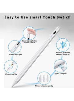 Generic Touch Pen with Palm Rejection and Tilt Sensitivity for Apple iPad 2018 and Later, Compatible with iPad 6th to 10th Gen, Pro 11/12.9 (3rd to 5th Gen), Air 4/5, Mini 6, Precision for Writing and Drawing, White  - Image 2