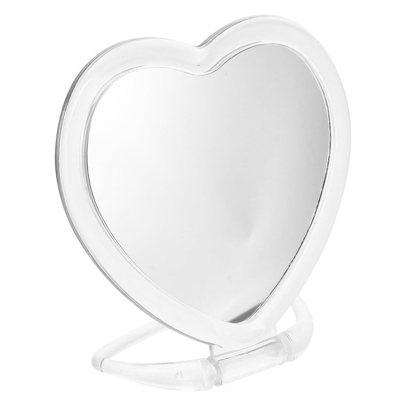 Lurrose Heart Shaped Double Sided Foldable Vanity Mirror Desktop Makeup White - Image 2