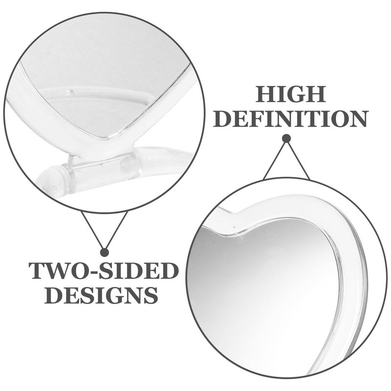 Lurrose Heart Shaped Double Sided Foldable Vanity Mirror Desktop Makeup White - Image 4