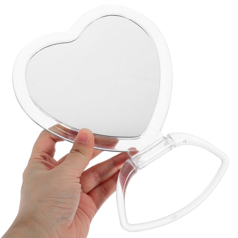 Lurrose Heart Shaped Double Sided Foldable Vanity Mirror Desktop Makeup White - Image 5