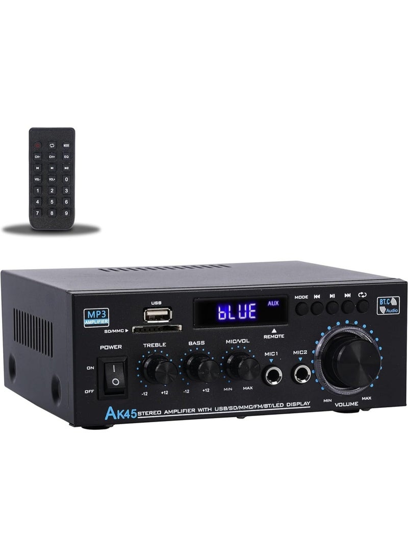 Home Audio Amplifier,Receivers with Bluetooth 5.0,Dual Channel Speaker Amplifier with FM Radio, USB, SD Card Input for Home Theater Audio Stereo System with Remote Control - Image 1