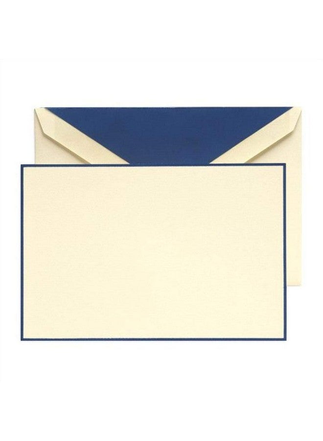 Crane & Co. Regent Blue Hand Bordered Ecruwhite Correspondence Cards (Cc3131)