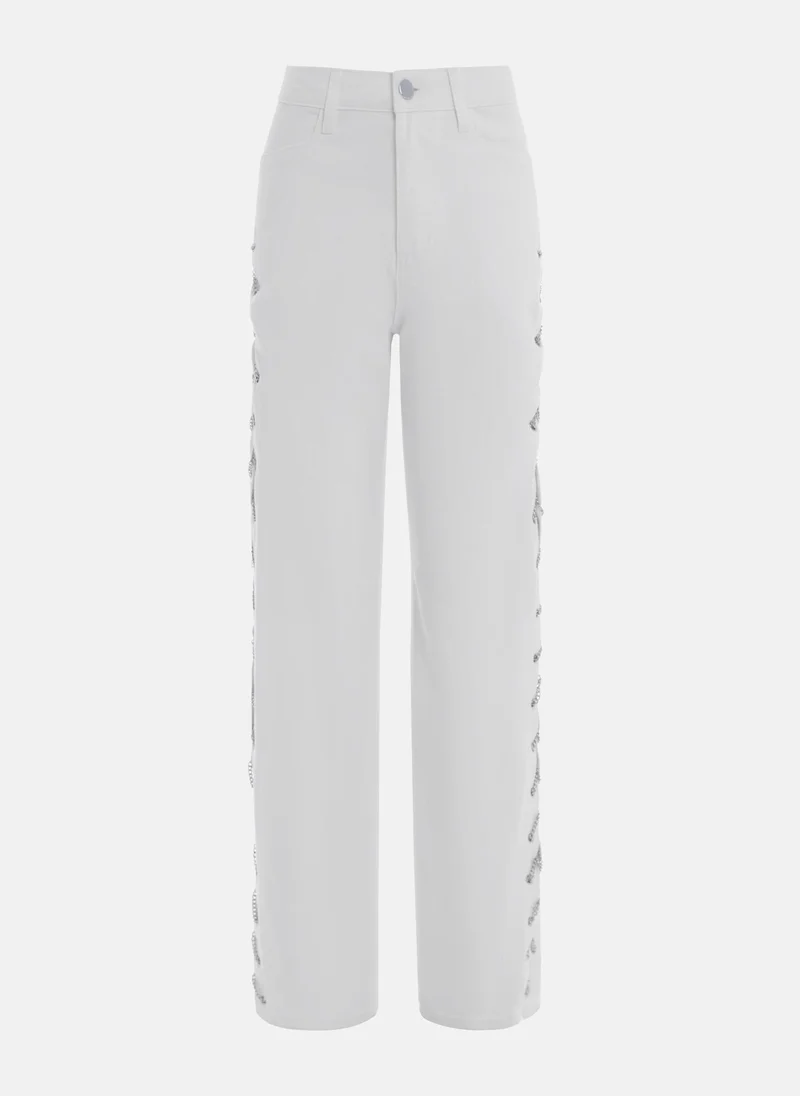 Lichi  Straight jeans with side chain decor for Women | Best Price UAE