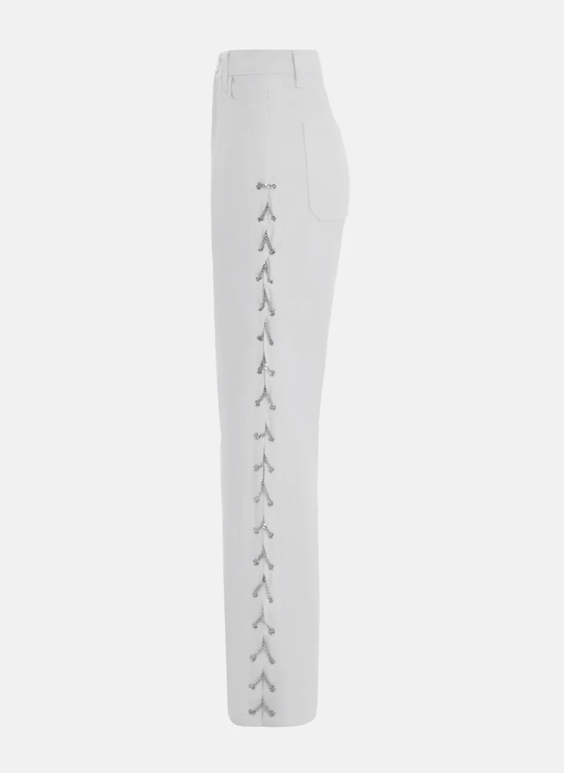 Lichi  Straight jeans with side chain decor for Women | Best Price UAE