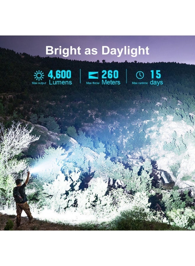 أولايت مصباح يدوي Olight Seeker 4 Pro قابل للشحن بتقنية LED، مصباح عالي الطاقة بقوة 4600 لومن، شعاع 260 متر، للاستخدام اليومي، التخييم، المشي لمسافات طويلة، الطوارئ - Image 4