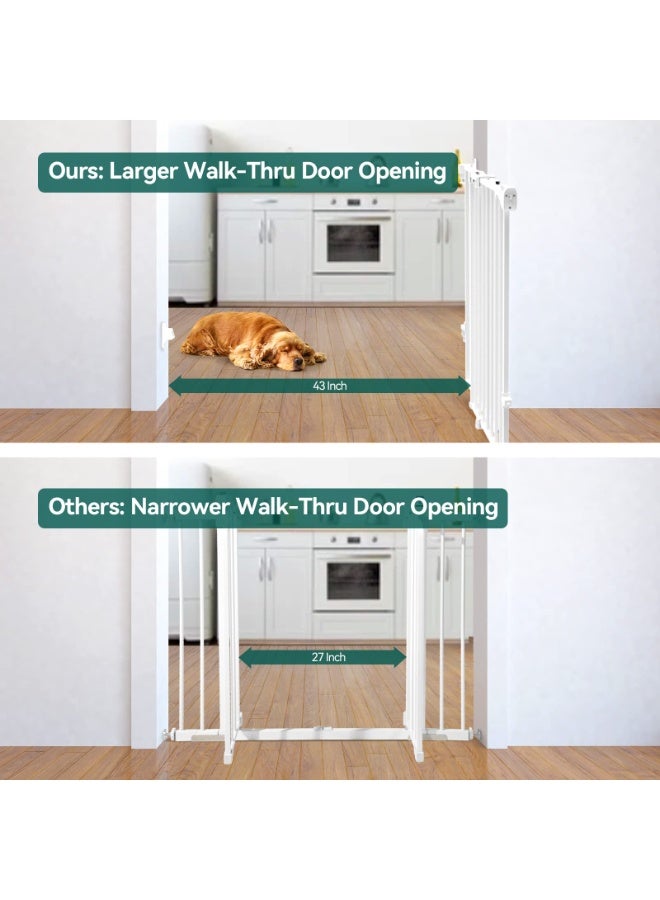Babelio 86cm Extra Tall Baby/Dog Gate with No Threshold Design Walk Thru Door, 66-109cm Auto Close Safety Gate for Babies, Elders and Pets, Fits Doorways, Stairs, and Entryways, White - Image 3