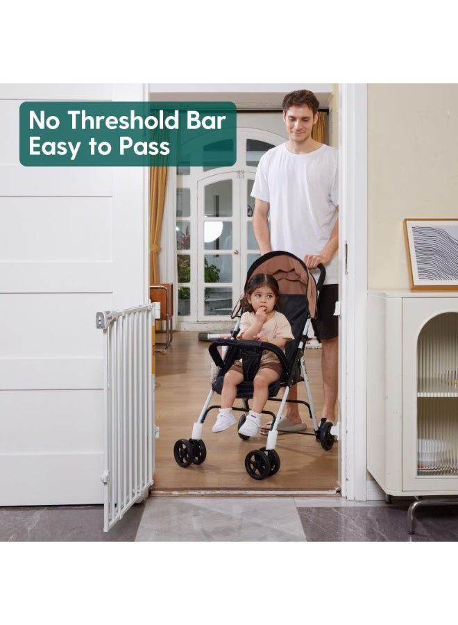 Babelio 86cm Extra Tall Baby/Dog Gate with No Threshold Design Walk Thru Door, 66-109cm Auto Close Safety Gate for Babies, Elders and Pets, Fits Doorways, Stairs, and Entryways, White - Image 2