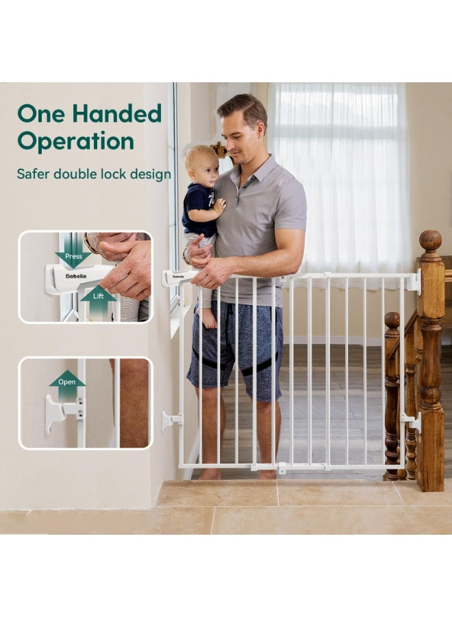 Babelio 86cm Extra Tall Baby/Dog Gate with No Threshold Design Walk Thru Door, 66-109cm Auto Close Safety Gate for Babies, Elders and Pets, Fits Doorways, Stairs, and Entryways, White - Image 4