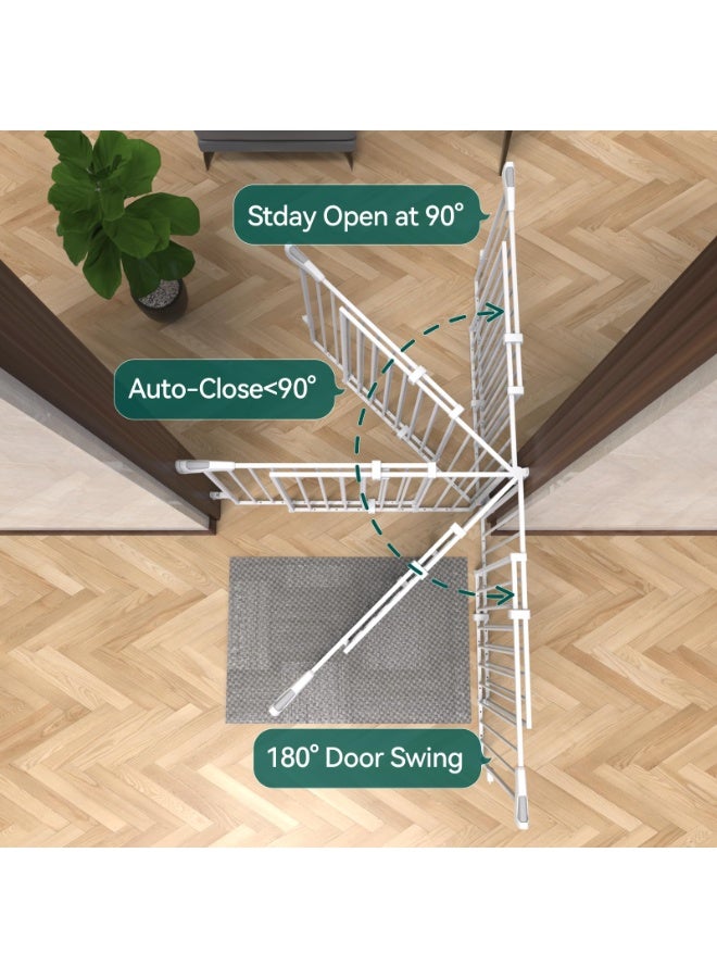 Babelio 86cm Extra Tall Baby/Dog Gate with No Threshold Design Walk Thru Door, 66-109cm Auto Close Safety Gate for Babies, Elders and Pets, Fits Doorways, Stairs, and Entryways, White - Image 5