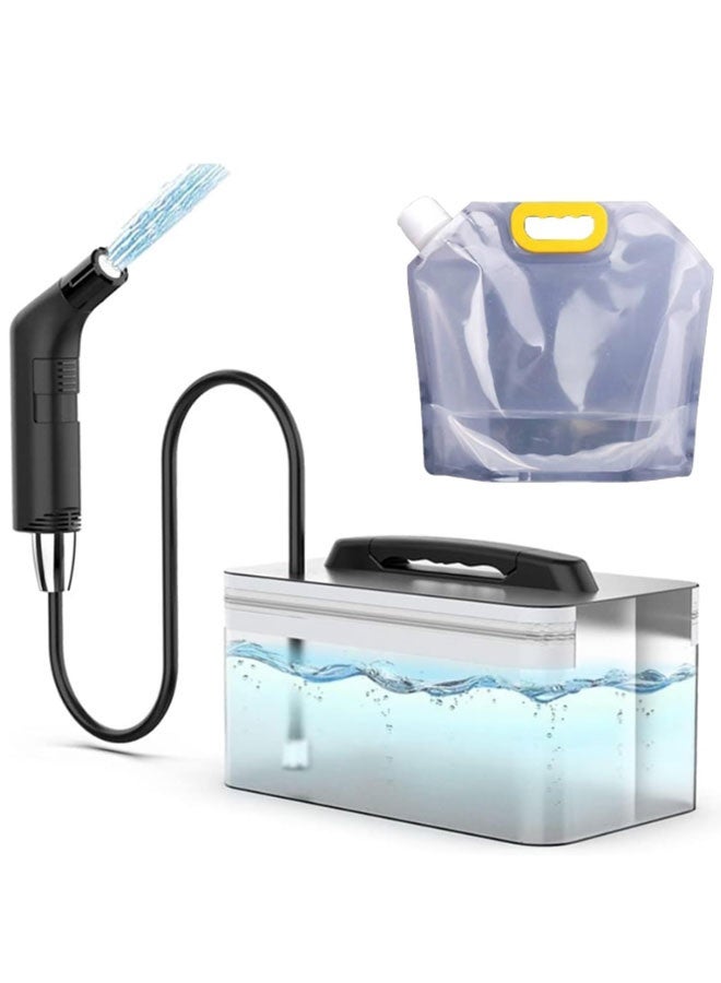 Portable Electric Bidet shattaf with 1.2m Hose and 2.3L Container Plastic Bag 10L (Foldable) - Rechargeable, Compact, and Versatile Personal Hygiene Solution for Travel, Home, Baby Care, Camping, and More, Black - Image 1