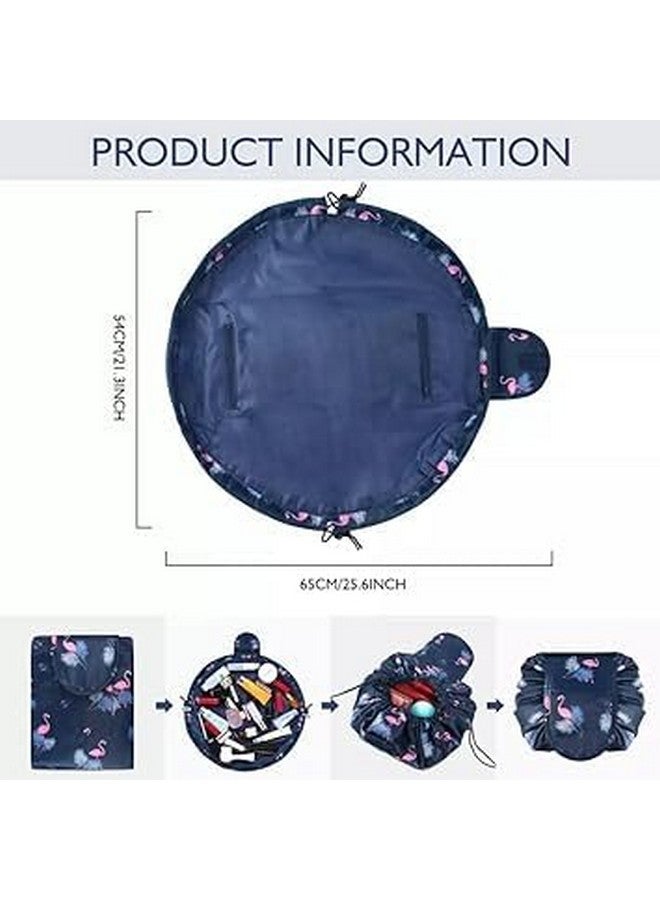 Keetly Stylish Portable Lazy Cosmetic Bag with Drawstrings | Convenient & Waterproof Makeup Pouch for Girls | Large Capacity Storage Pouches | Toiletry Bags for Women(Flower Black) - Image 3