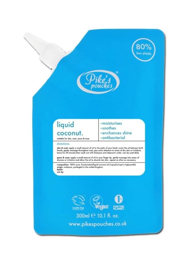 أكياس بايك زيت جوز الهند للكلاب والقطط، سائل المملكة المتحدة 300 مل مرطب لتخفيف حكة الجلد للبشرة الجافة والفراء مهدئ للأنف والخطم علاج طبيعي لحكة الكفوف مناسب لفراء الجراء - Image 1