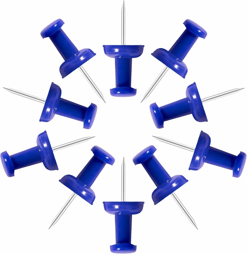 VAPKER Push Pins Tacks 120Pcs Solid Blue Thumb Tacks Larger Size Pin Map Tacks Plastic Head with Steel Point for Bulletin Board - Image 1