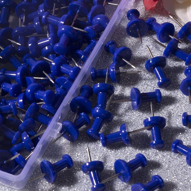 VAPKER Push Pins Tacks 120Pcs Solid Blue Thumb Tacks Larger Size Pin Map Tacks Plastic Head with Steel Point for Bulletin Board - Image 4
