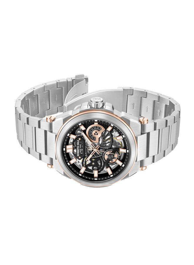 كينيث كول نيو يورك ساعة أوتوماتيكية رجالية داون تاون بقرص أسود وسوار ستانلس ستيل ٤٢ مم - Image 2