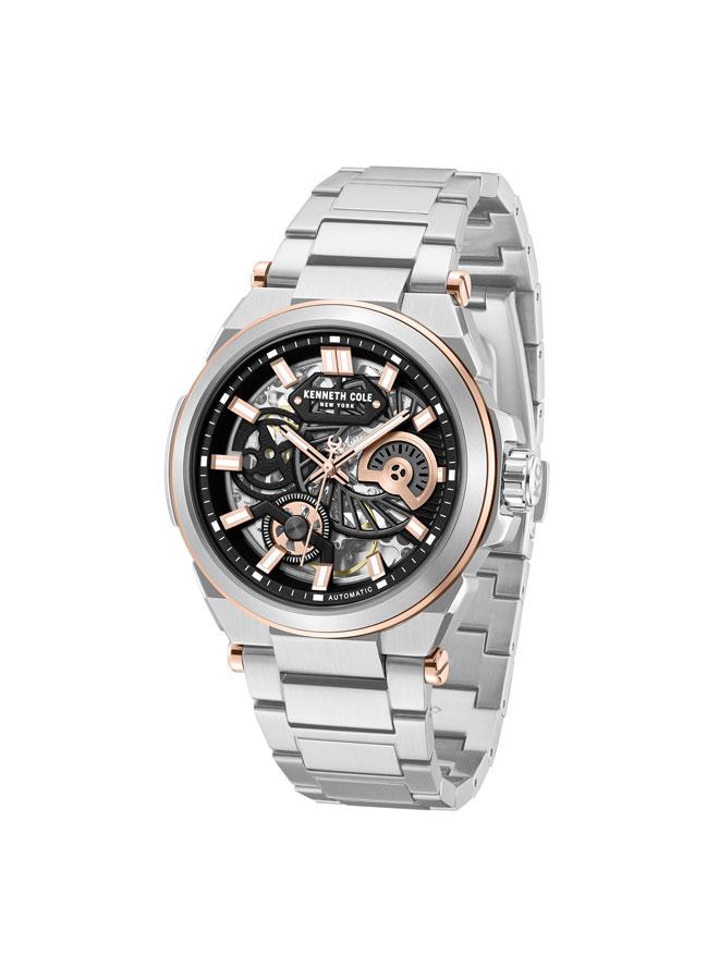 كينيث كول نيو يورك ساعة أوتوماتيكية رجالية داون تاون بقرص أسود وسوار ستانلس ستيل ٤٢ مم - Image 4