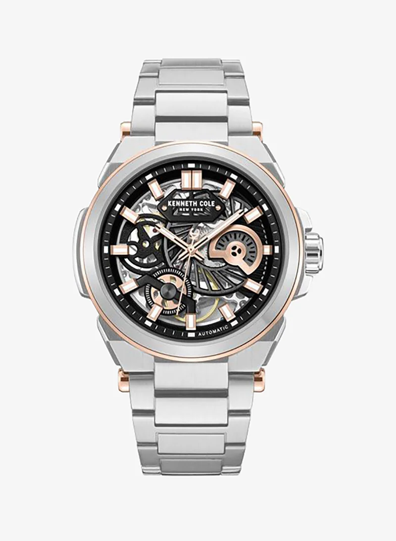 Kenneth Cole New York Downtown Men's 42mm Automatic Watch with Black Dial & Stainless Steel Bracelet