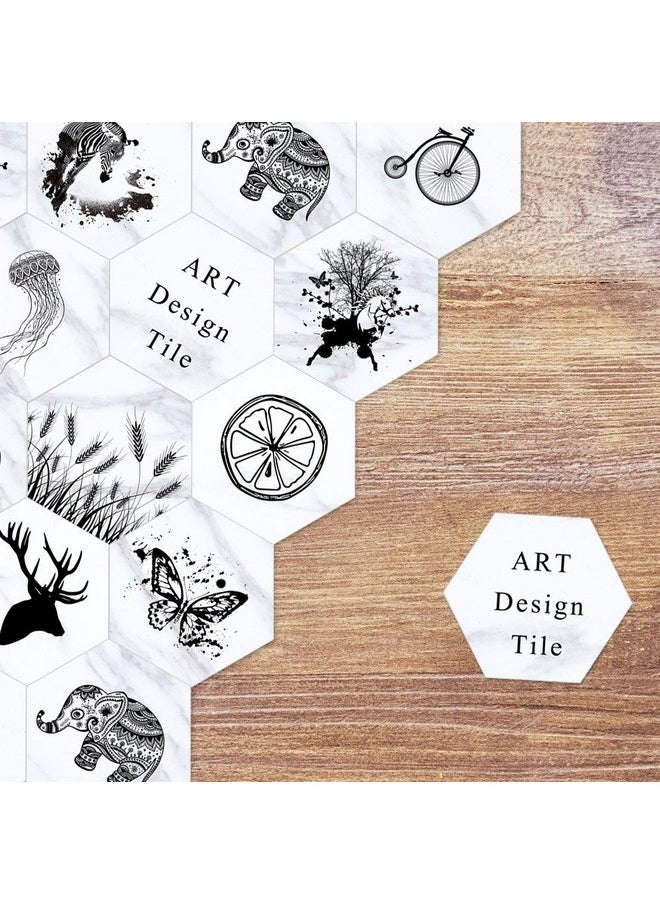 Alwayspon 10 Pcs Hexagon Nonslip Vinyl Floor Sticker For Home Decor Peel And Stick Selfadhesive Wallpaper Sticker For Living Room Kitchen Bathroom 7.9X9.1Inch 088  - Image 1