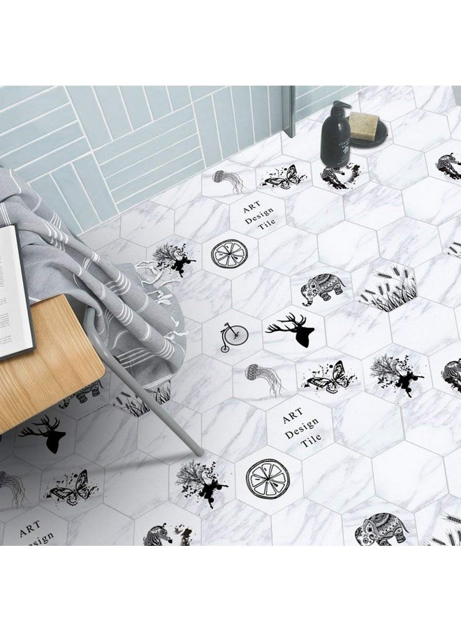 Alwayspon 10 Pcs Hexagon Nonslip Vinyl Floor Sticker For Home Decor Peel And Stick Selfadhesive Wallpaper Sticker For Living Room Kitchen Bathroom 7.9X9.1Inch 088  - Image 4