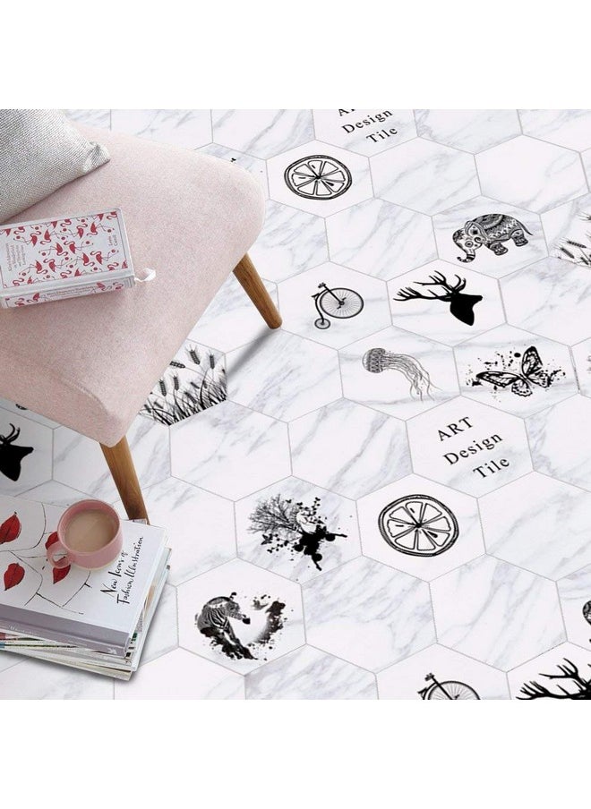 Alwayspon 10 Pcs Hexagon Nonslip Vinyl Floor Sticker For Home Decor Peel And Stick Selfadhesive Wallpaper Sticker For Living Room Kitchen Bathroom 7.9X9.1Inch 088  - Image 3