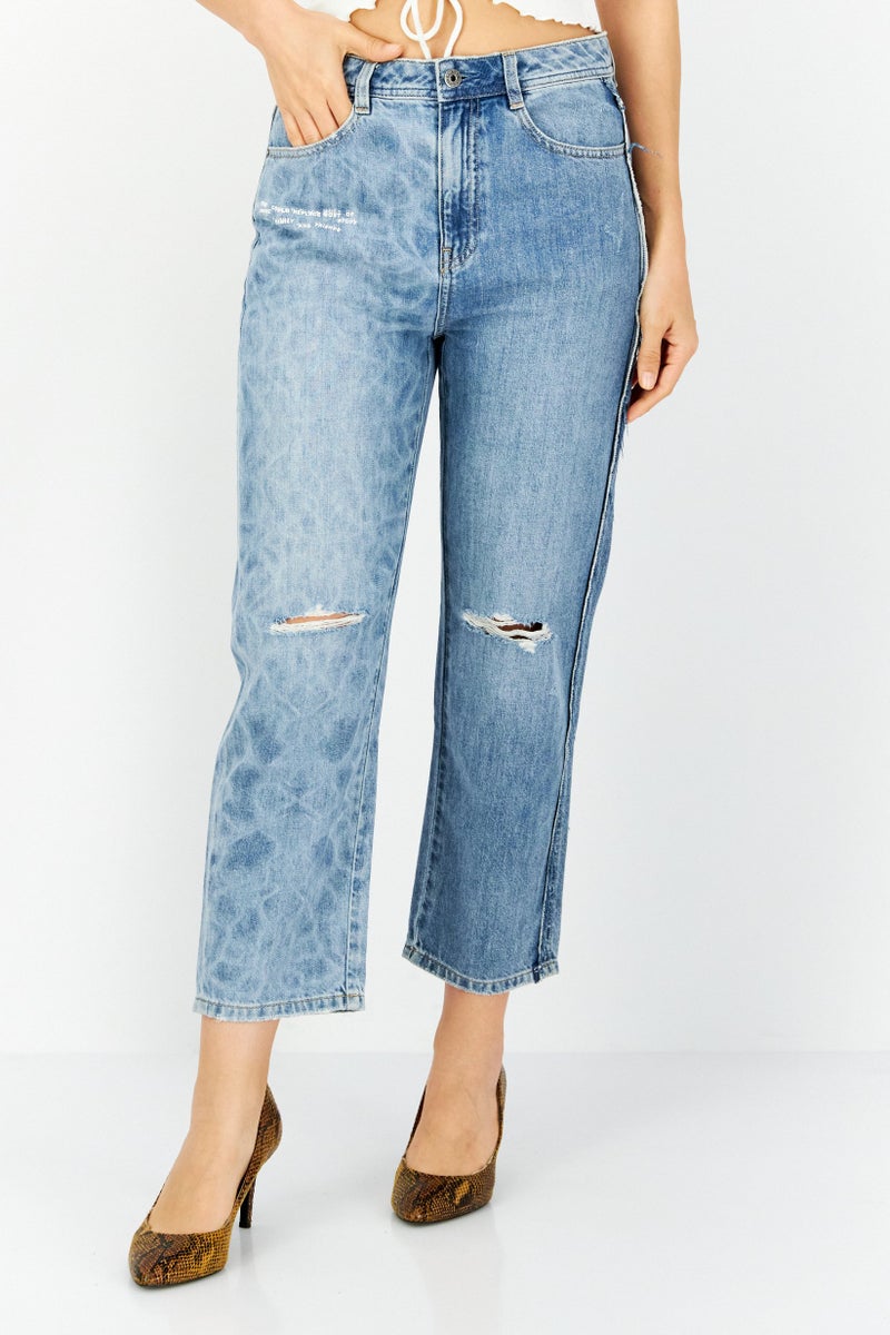 ONLY جينز نسائي بقصة عادية، مغسول وغير قابل للتمدد، أزرق فاتح - Image 1