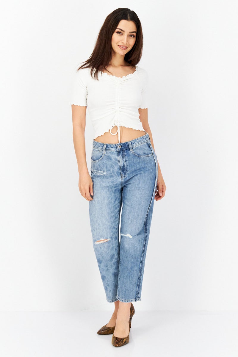 ONLY جينز نسائي بقصة عادية، مغسول وغير قابل للتمدد، أزرق فاتح - Image 4