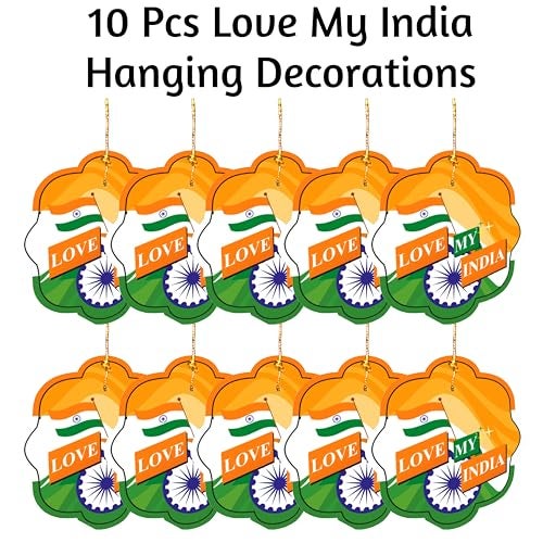 TOYXE I Love My India Paper Hanging Independence Day | Republic Day Decoration Set of 10 Pieces - Image 4