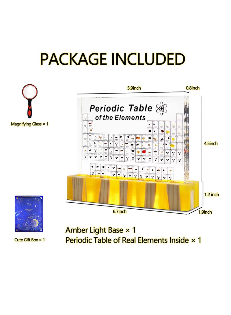 SOLARAE Periodic Table with Real Elements Inside, Amber Lighted Stand Acrylic Periodic Table of Elements Poster, Crafts Decor Teaching Tool Chemistry Gift for Kids Adults Students Teacher Science Lovers - Image 2