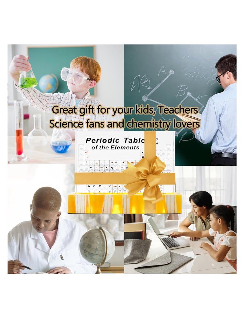 SOLARAE Periodic Table with Real Elements Inside, Amber Lighted Stand Acrylic Periodic Table of Elements Poster, Crafts Decor Teaching Tool Chemistry Gift for Kids Adults Students Teacher Science Lovers - Image 5