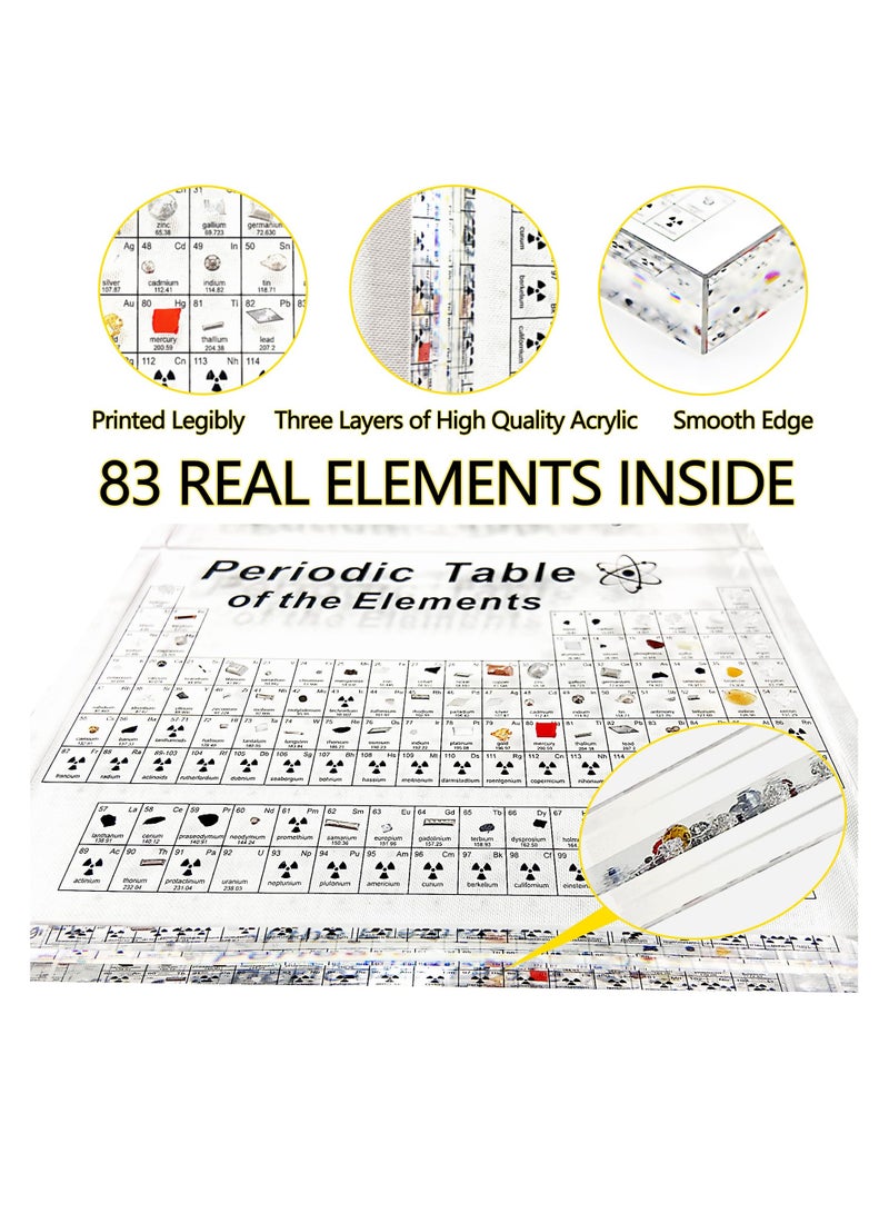 SOLARAE Periodic Table with Real Elements Inside, Amber Lighted Stand Acrylic Periodic Table of Elements Poster, Crafts Decor Teaching Tool Chemistry Gift for Kids Adults Students Teacher Science Lovers - Image 3