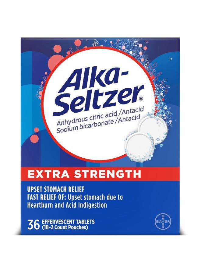 Alka-Seltzer Extra Strength Heartburn Relief Effervescent Antacid Tablets, Fast Indigestion Relief, 36Ct - Image 1