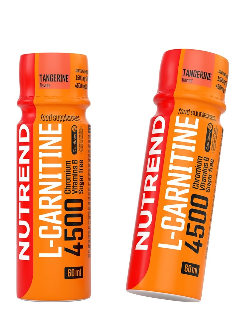 NUTREND L-carnitine 4500 Sugar free - Chromium - Vitamins - 1500mg Taurine - 200mg Caffeine - 4500mg L-carnitine - 12 Pcs x 60 Ml (Tangerine Flavour) - Image 2