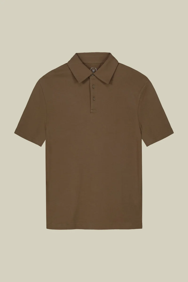 دوبل غانغر Men's short-sleeved polo shirt in organic cotton - Beige