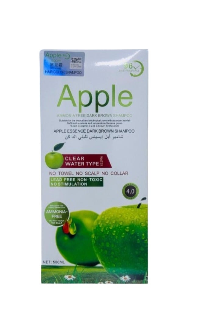 Original APPLE HAIR COLOR SHAMPOO DARK BROWN 4.0 AMMONIA FREE 96HR (500ML)