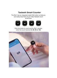 iQIBLA Smart Tasbih Zikr Aluminium Ring - Black - 20mm  - Image 5