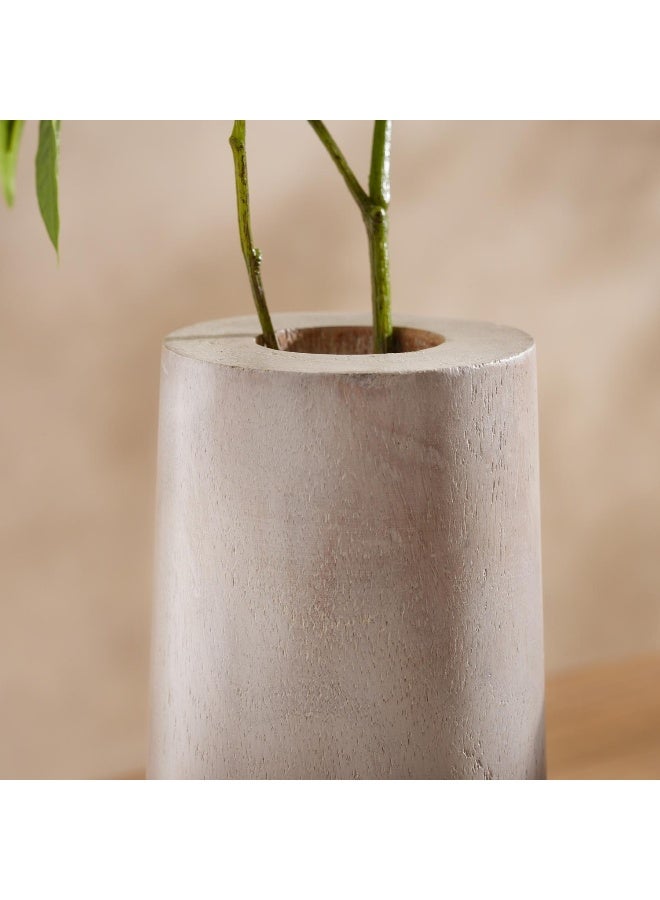 Pan Home مزهرية نوفا من خشب المانجو 9.75X9.75X20 سم - غسيل أبيض - Image 4