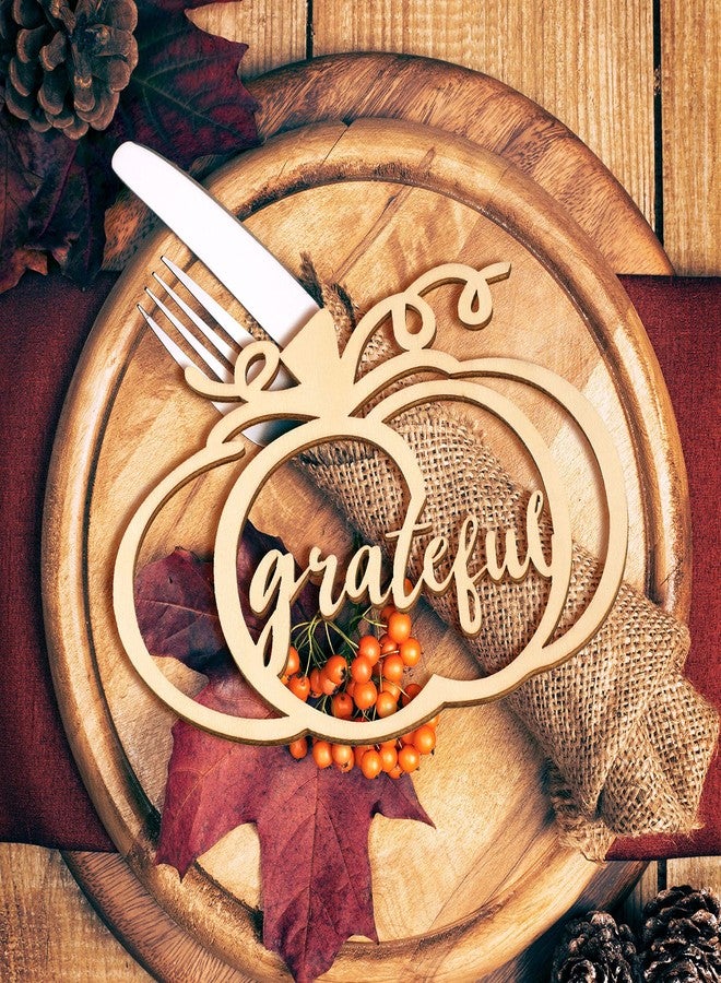 Yookeer 12 Pcs Thanksgiving Pumpkin Wooden Plate Decor Fall Thankful Grateful Blessed Place Card Settings Table Decor Thanksgiving Ideas Rustic Letter Sign(Classic Style) - Image 5