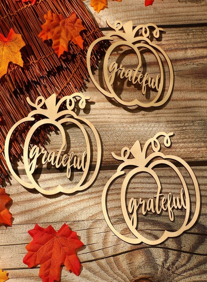 Yookeer 12 Pcs Thanksgiving Pumpkin Wooden Plate Decor Fall Thankful Grateful Blessed Place Card Settings Table Decor Thanksgiving Ideas Rustic Letter Sign(Classic Style) - Image 2