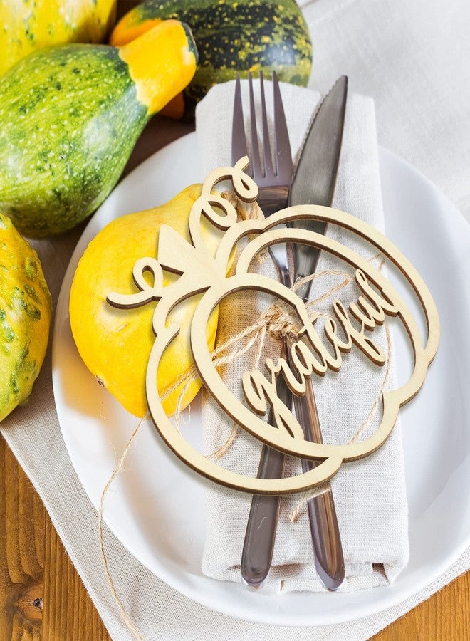 Yookeer 12 Pcs Thanksgiving Pumpkin Wooden Plate Decor Fall Thankful Grateful Blessed Place Card Settings Table Decor Thanksgiving Ideas Rustic Letter Sign(Classic Style) - Image 4