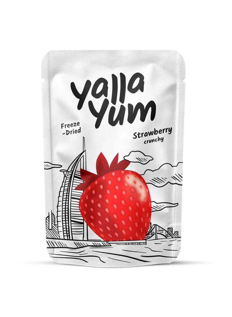 YallaYum Freeze-Dried Strawberry, 20g | 100% Fruit, Non-GMO, No Added Sugar, Gluten-Free,No Additives Added, Vegan, Made From 250g Fresh Strawberry | Healthy Snack for On-the-Go - Image 1