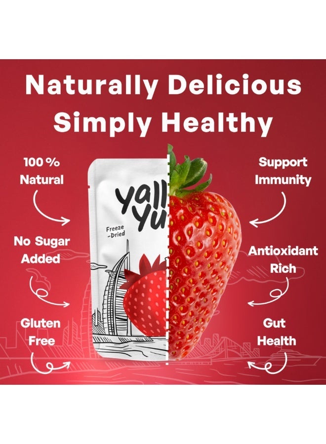 YallaYum Freeze-Dried Strawberry, 20g | 100% Fruit, Non-GMO, No Added Sugar, Gluten-Free,No Additives Added, Vegan, Made From 250g Fresh Strawberry | Healthy Snack for On-the-Go - Image 2