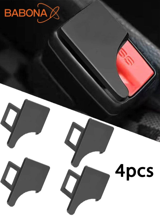 BABONA 4 pcs Hidden Car Seat Belt Clip，Automotive Metal Seat Belt Buckle Alarm Stopper，Vehicle Seatbelt Silencers for Cancel Driving Noise - Image 1