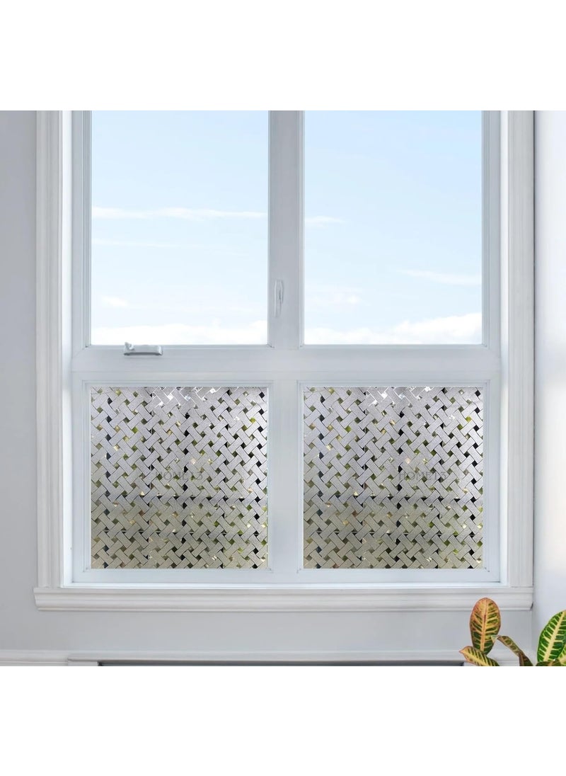 HOME13 HOME13 Vinyl Frosted Glass Window Film Self Adhesive Decoartive Window Film Static Cling Frosted Glass Privacy Window Tint Film for Home Office 24x36 Inch Cross Brick Frosted  - Image 2