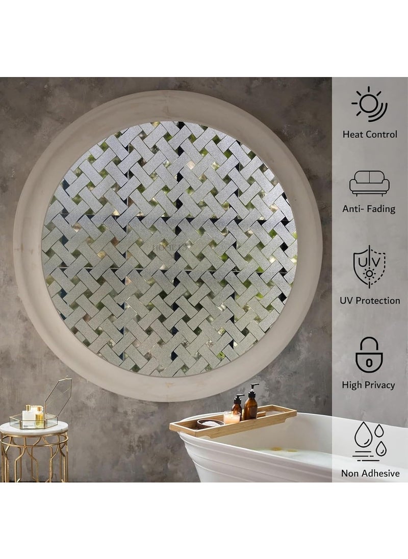 HOME13 HOME13 Vinyl Frosted Glass Window Film Self Adhesive Decoartive Window Film Static Cling Frosted Glass Privacy Window Tint Film for Home Office 24x36 Inch Cross Brick Frosted  - Image 4
