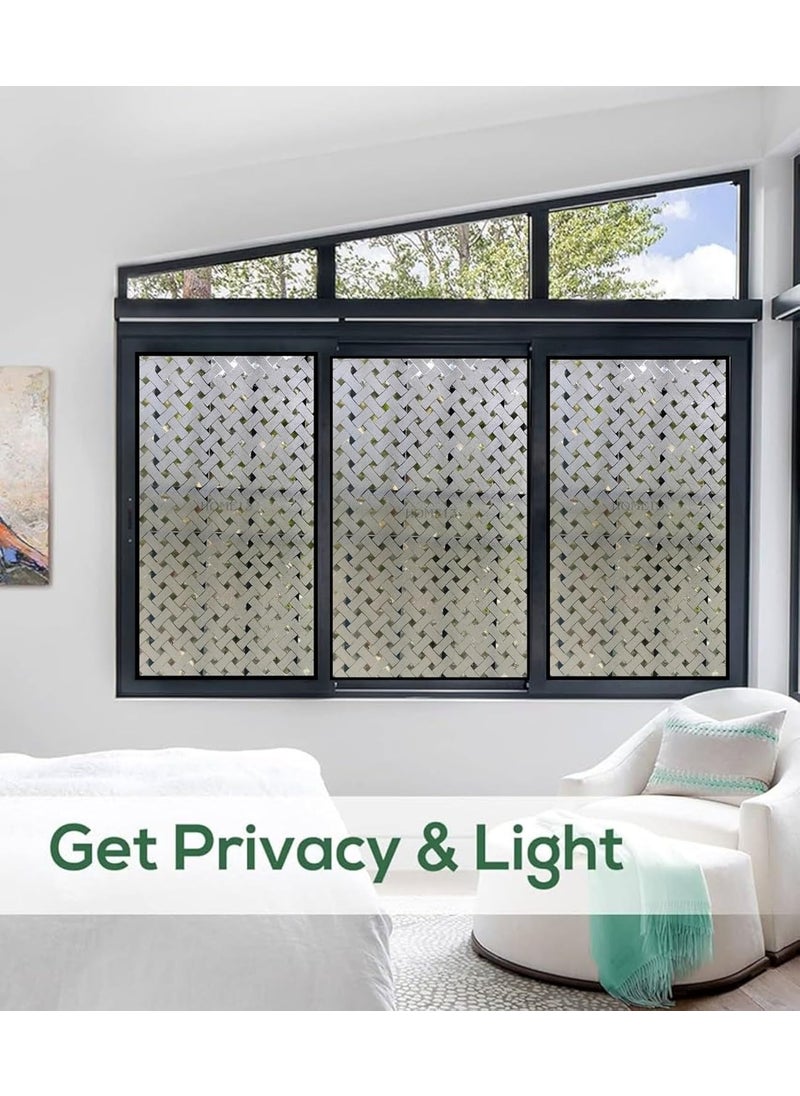 HOME13 HOME13 Vinyl Frosted Glass Window Film Self Adhesive Decoartive Window Film Static Cling Frosted Glass Privacy Window Tint Film for Home Office 24x36 Inch Cross Brick Frosted  - Image 5