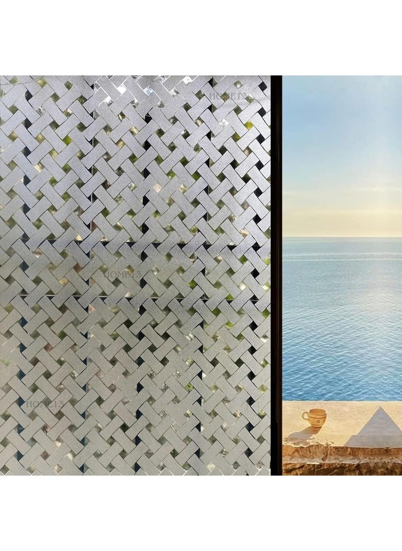 HOME13 HOME13 Vinyl Frosted Glass Window Film Self Adhesive Decoartive Window Film Static Cling Frosted Glass Privacy Window Tint Film for Home Office 24x36 Inch Cross Brick Frosted  - Image 1