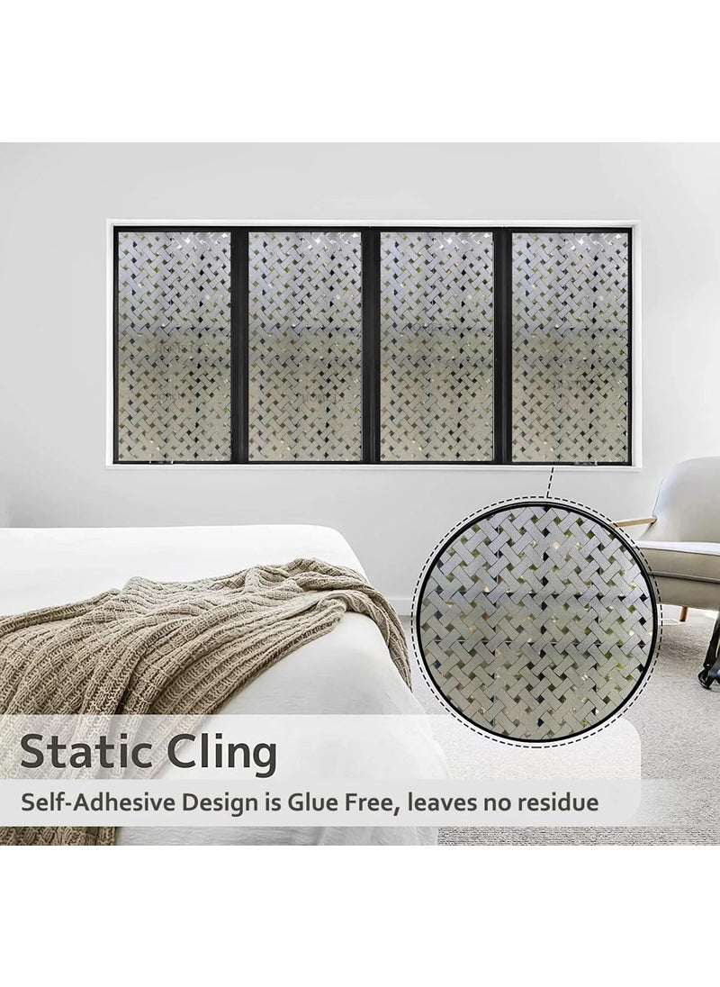 HOME13 HOME13 Vinyl Frosted Glass Window Film Self Adhesive Decoartive Window Film Static Cling Frosted Glass Privacy Window Tint Film for Home Office 24x36 Inch Cross Brick Frosted  - Image 3