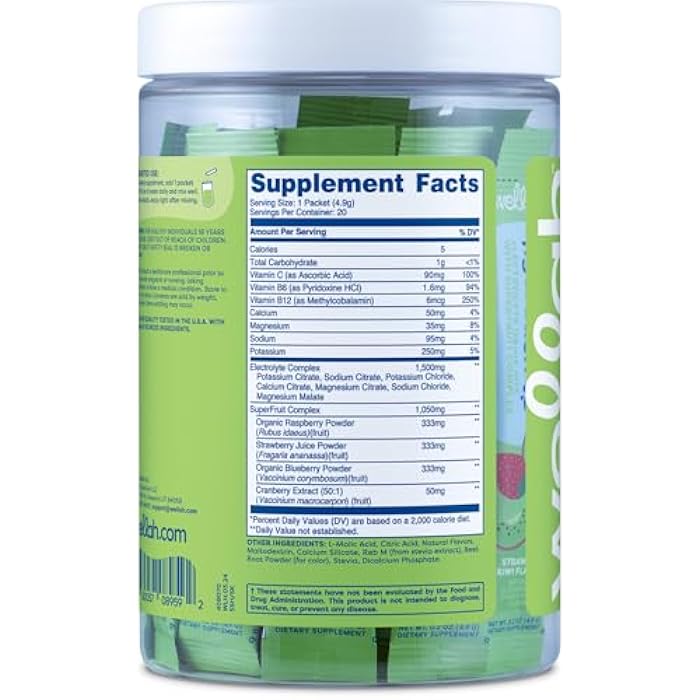 Wellah Splish Splash Hydration (Strawberry Kiwi Flavor) 20 Stick Packs - Electrolyte Drink Mix with Superfruit Complex - Image 4