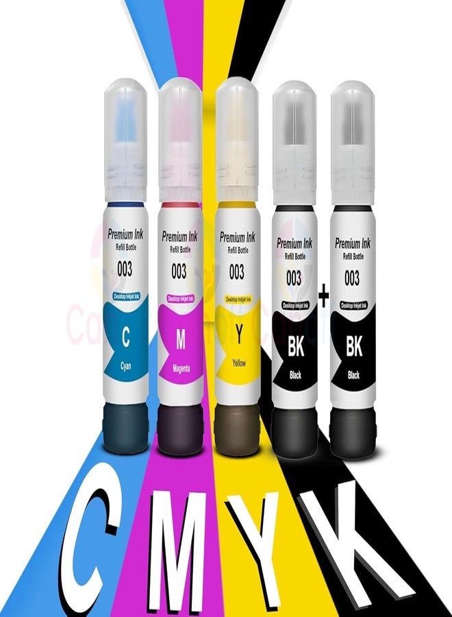 Hynear 001/003 Refill Ink Bottle Suitable for Epson L3110, L3150, L5190, L1110, L4150, L6170, L4160, L6190, L6160 Printer (70ML X 2 Bottle/Black + 70ML X 3 Bottle/Color) - Image 3